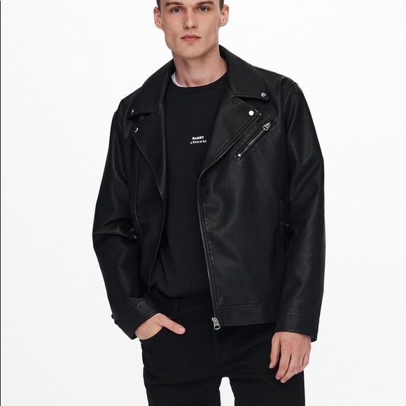 Biker Faux Leather Jacket - Picture 1 of 9